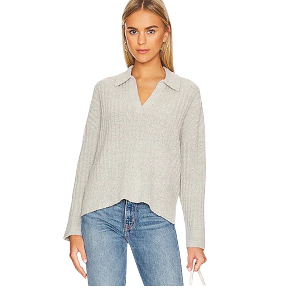 pistola Sweaters - Pistola Zoe Relaxed Polo Sweater Heather Gray Size Small Revolve NWT